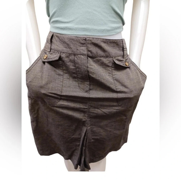 Casual Bandolera Linen Blend Grey Midi  Skirt Size 40 - Picture 2 of 10